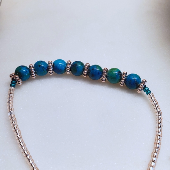 Stone and Beaded Pull String Bracelet Blue / Green - Picture 8 of 9